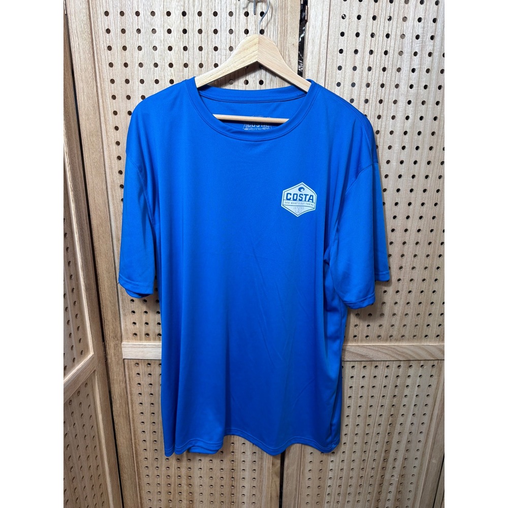 Costa Del Mar Mens XL Blue Performance Graphic T-Shirt Short Sleeve Fishing Tee
